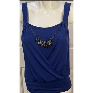 B-Wear California 2-in-1 Top with attached Necklace Womens Size Small Royal Blue